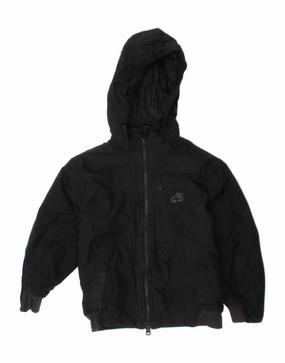 Facilitate NIKE Boys Hooded Windbreaker Jacket 5-6 Years Medium Black Polyester