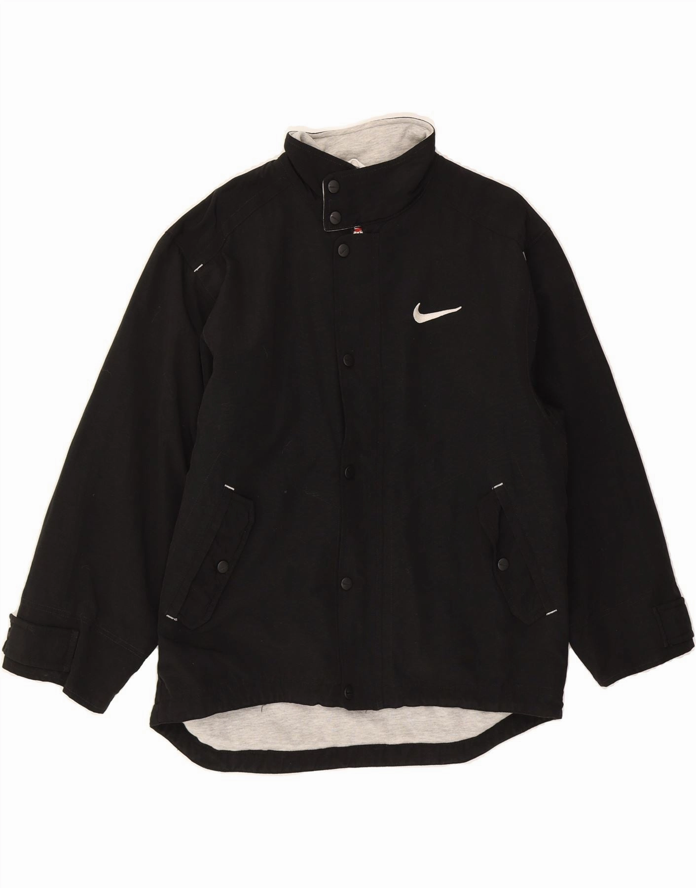 writers NIKE Boys Loose Fit Graphic Raincoat 12-13 Years Large Black Nylon