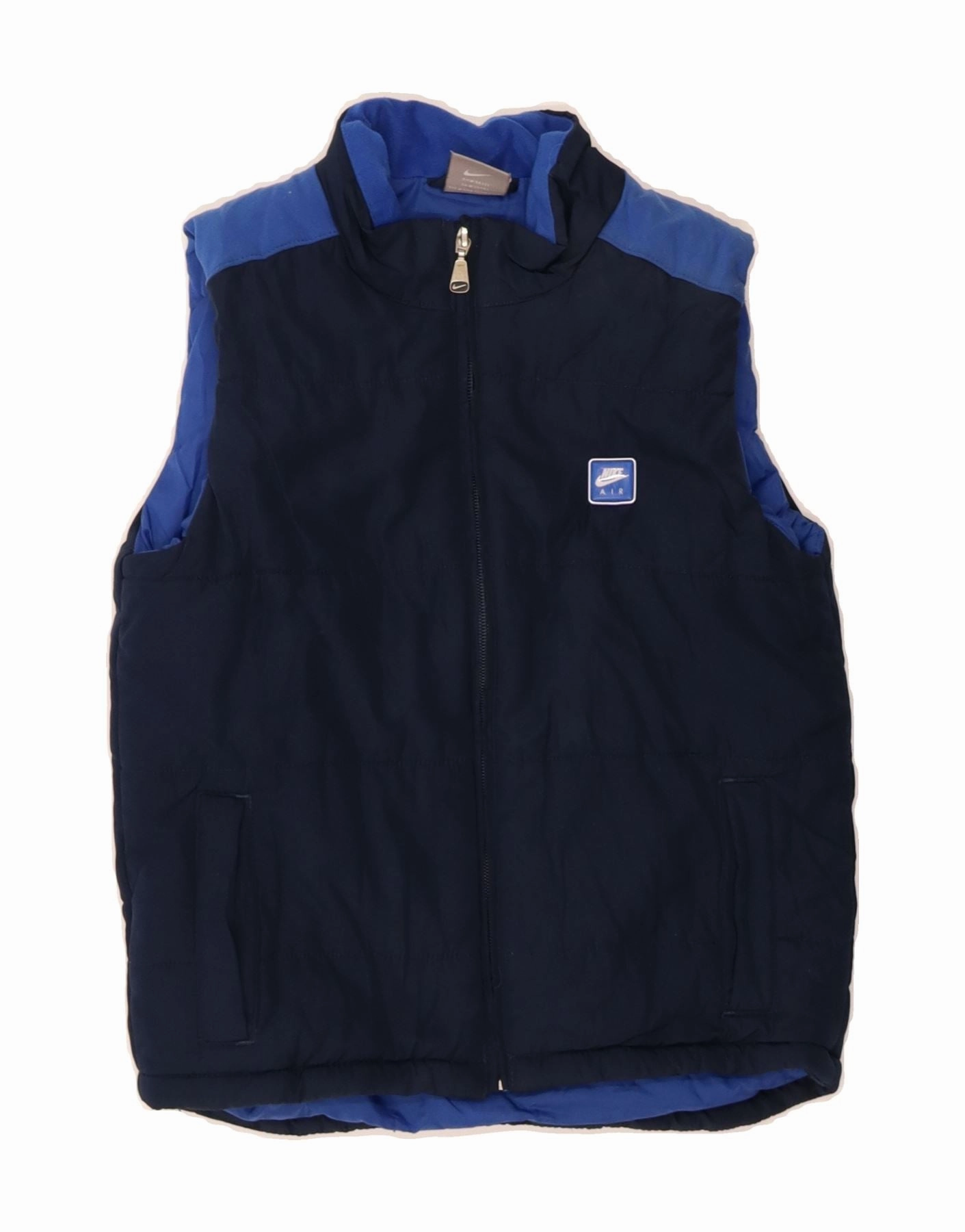 Teflon Coated Fabric NIKE Boys Padded Gilet 7-8 Years Large Navy Blue Polyester