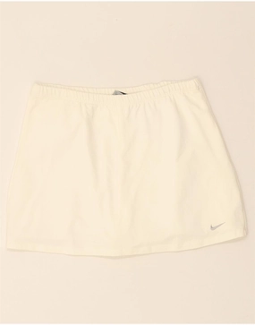 NIKE Girls Mini Skirt 13-14 Years XL W32  Off White Cotton Care-Instructions-Included Back Detail