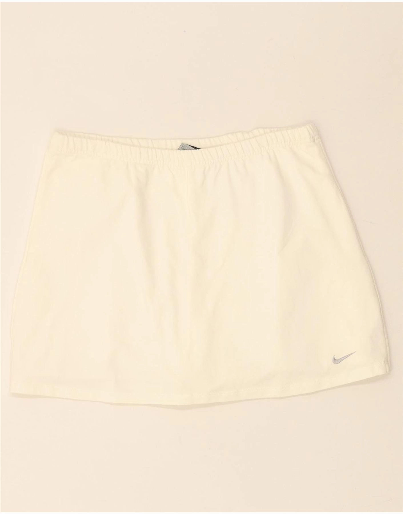 NIKE Girls Mini Skirt 13-14 Years XL W32  Off White Cotton Care-Instructions-Included Back Detail