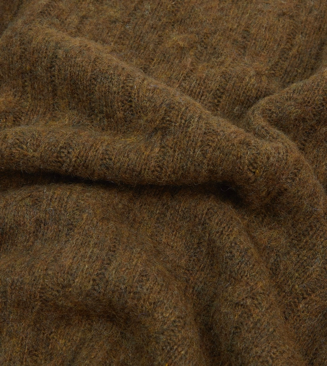 Urban Layer Olive Brushed Cable Knit Shetland Crew Neck Jumper