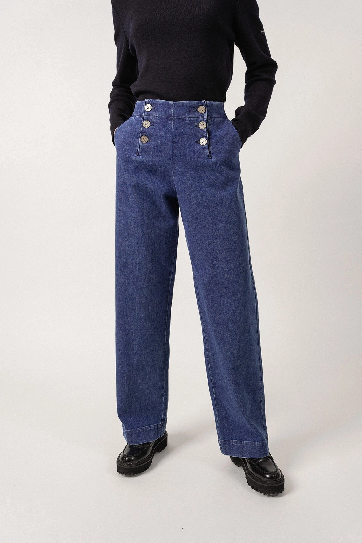 Fresh Look TORIE - Wide-Leg High Waist Jeans (DARK DENIM)