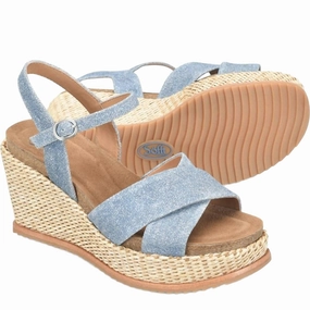 Women's Diana Wedge Sandal In Denim City Casual