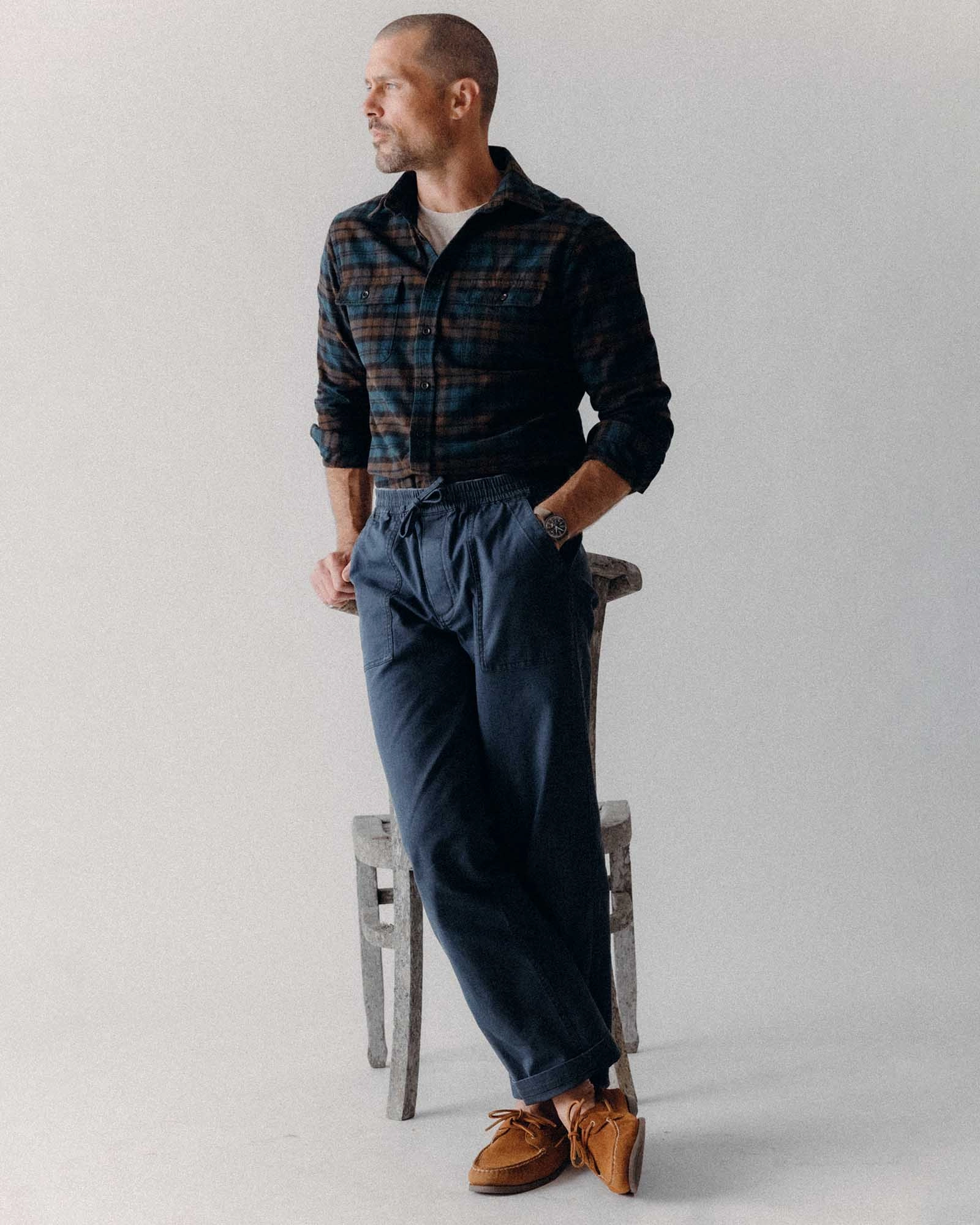 The Breakwater Pant in Dark Navy Ripstop Cozy Layer