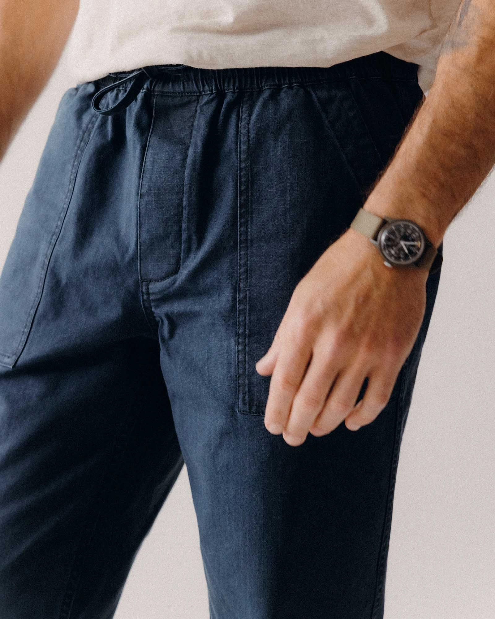 The Breakwater Pant in Dark Navy Ripstop Sport Friendly