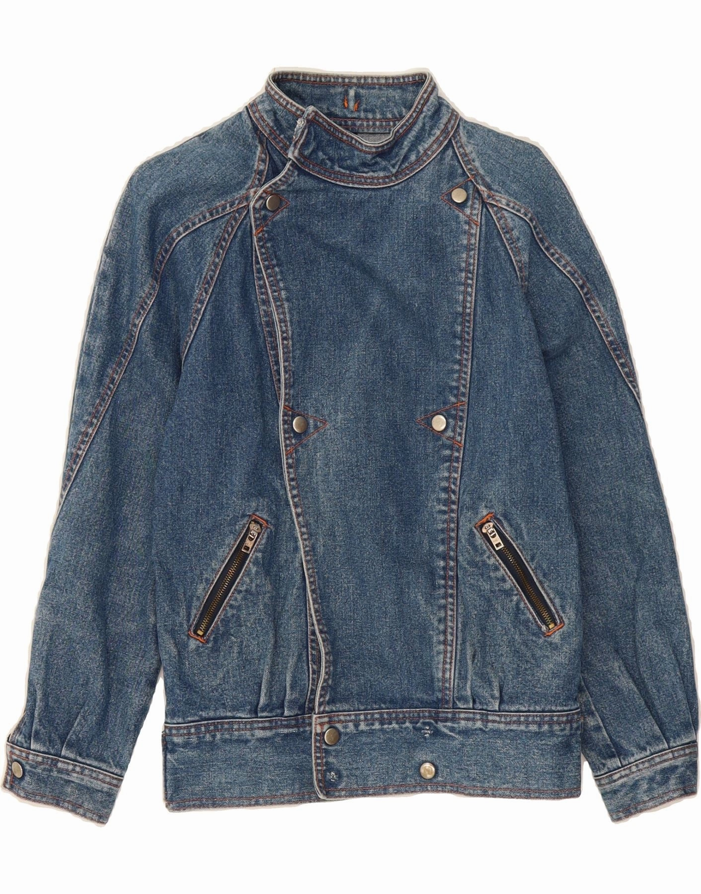 VINTAGE Boys Denim Jacket 13-14 Years Blue Cotton FlexibleMovement
