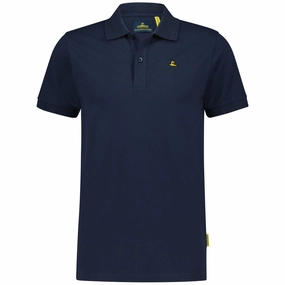 Navy Blue Men Polo Piqu?? Linen blend Cozy And Warm