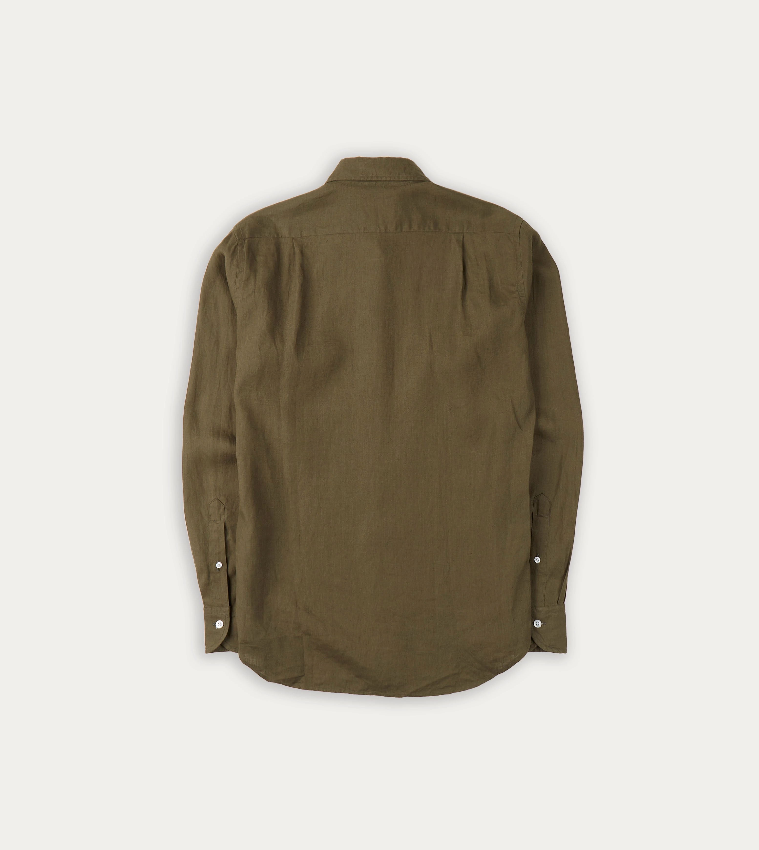 Odor control Anti Static Finish Khaki Green Linen Spread Collar Shirt