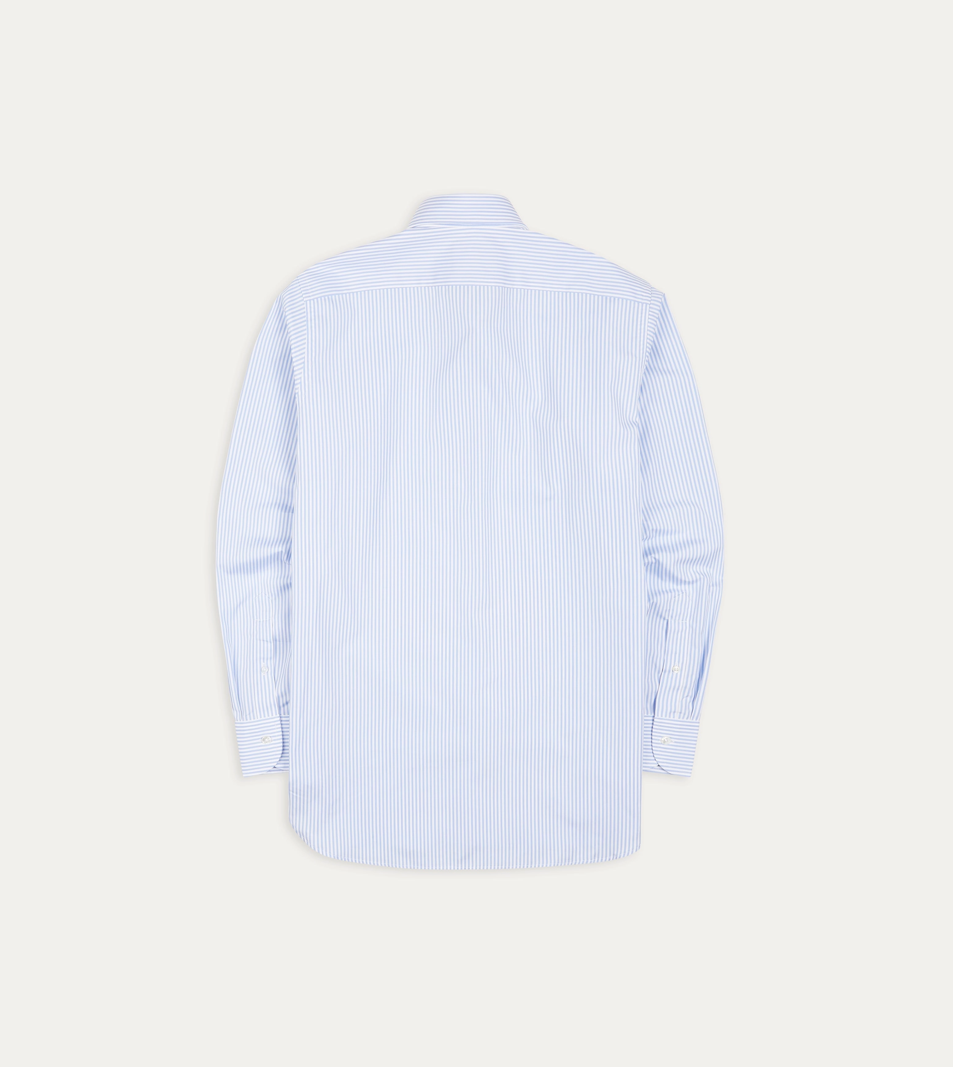 Checkered Print Layered Design Sky Blue and White Bengal Stripe Spread Collar Cotton Poplin Shirt