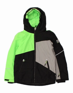 NORTHVILLE Boys Graphic Hooded Windbreaker Jacket 9-10 Years Black Magnetic Closure Details