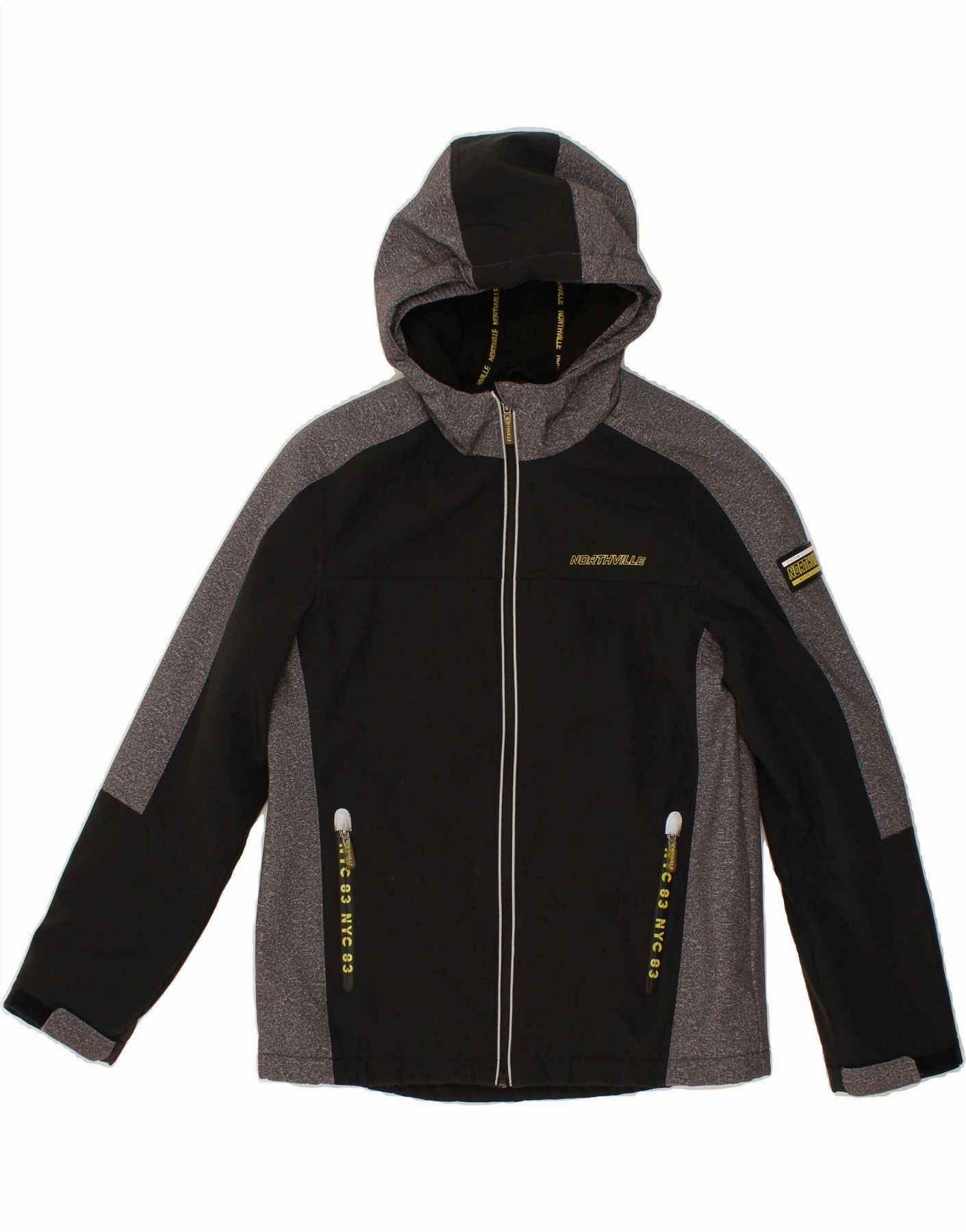 Sporty Style NORTHVILLE Boys Hooded Windbreaker Jacket 12-13 Years Black Colourblock
