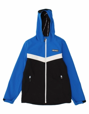 Noise Reduced Fabric Button Closure NORTHVILLE Boys Hooded Windbreaker Jacket 13-14 Years Blue Colourblock