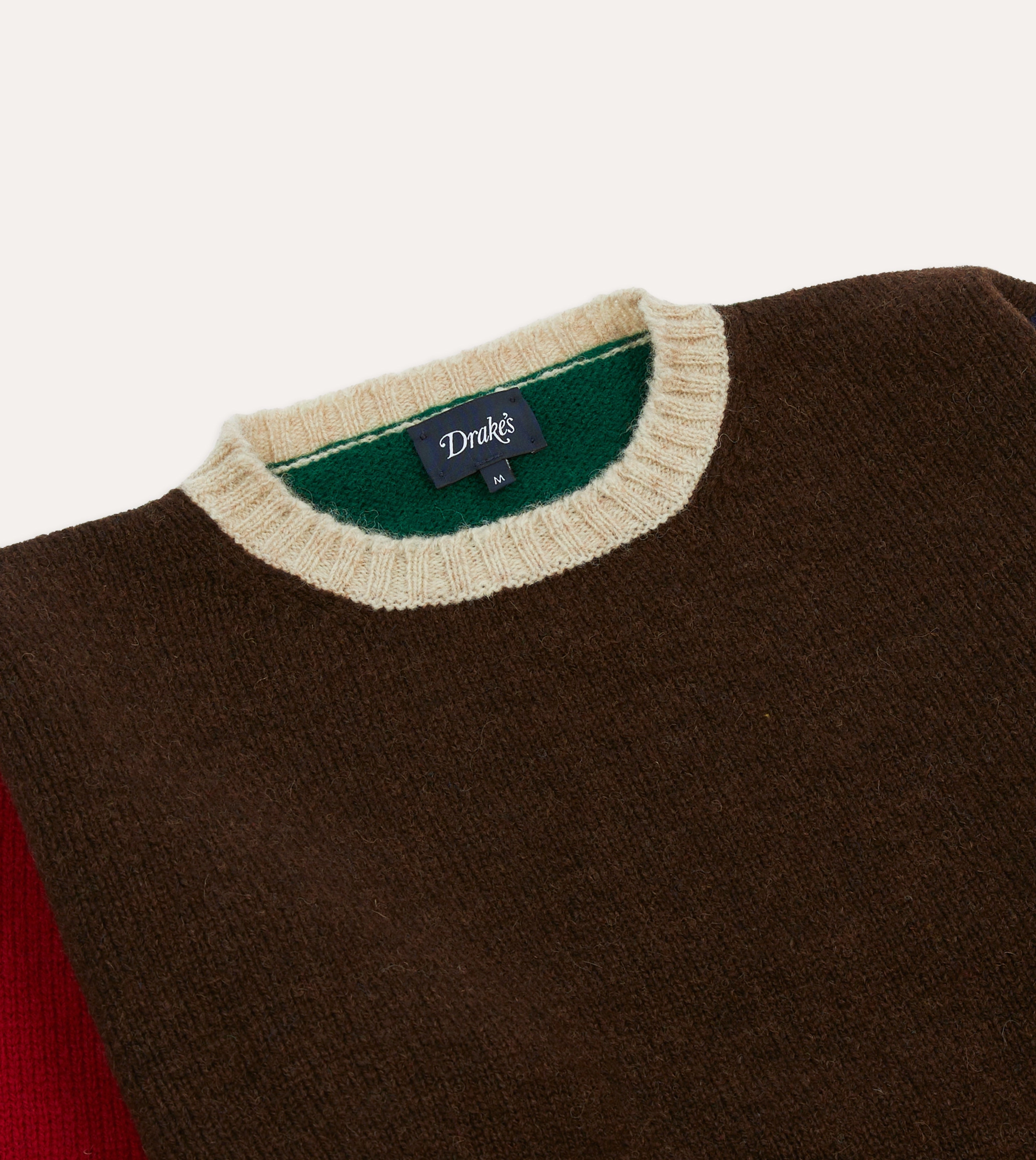 Brown Multi Colourblock Brushed Shetland Crew Neck Jumper Minimal Trend Airy Feel