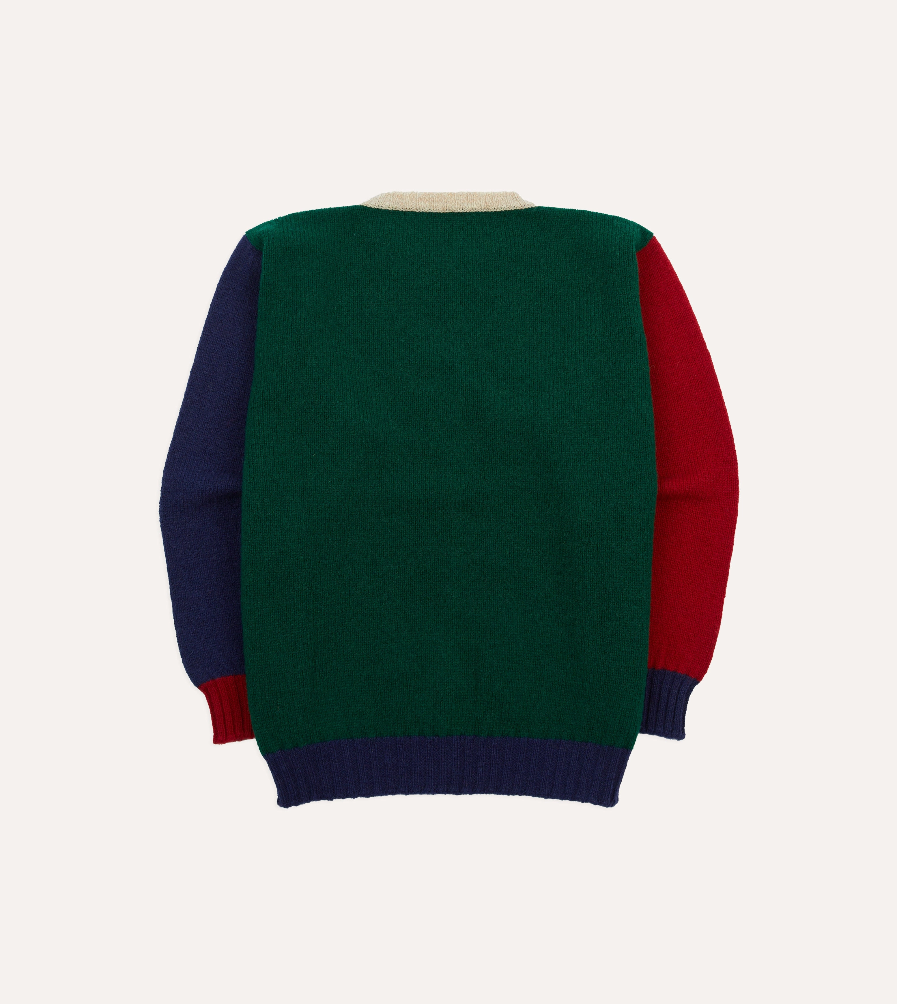 Soft Drape Brown Multi Colourblock Brushed Shetland Crew Neck Jumper