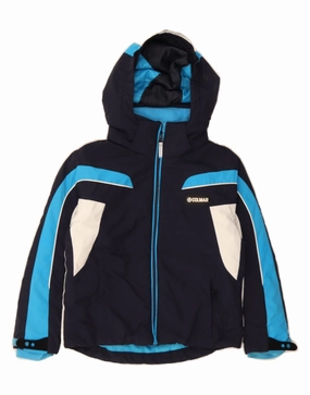 COLMAR Boys Hooded Windbreaker Jacket 9-10 Years Navy Blue Colourblock chefs