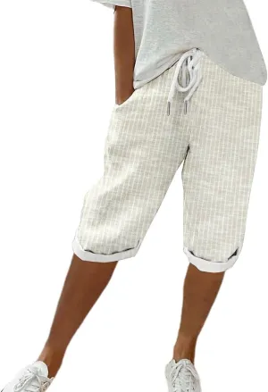 NREALY Linen Shorts for Women 2024 Linen Pants Women Womens Linen Pants Plus Size with Pockets