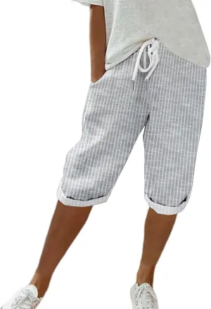 NREALY Linen Shorts for Women 2024 Linen Pants Women Womens Linen Pants Plus Size with Pockets