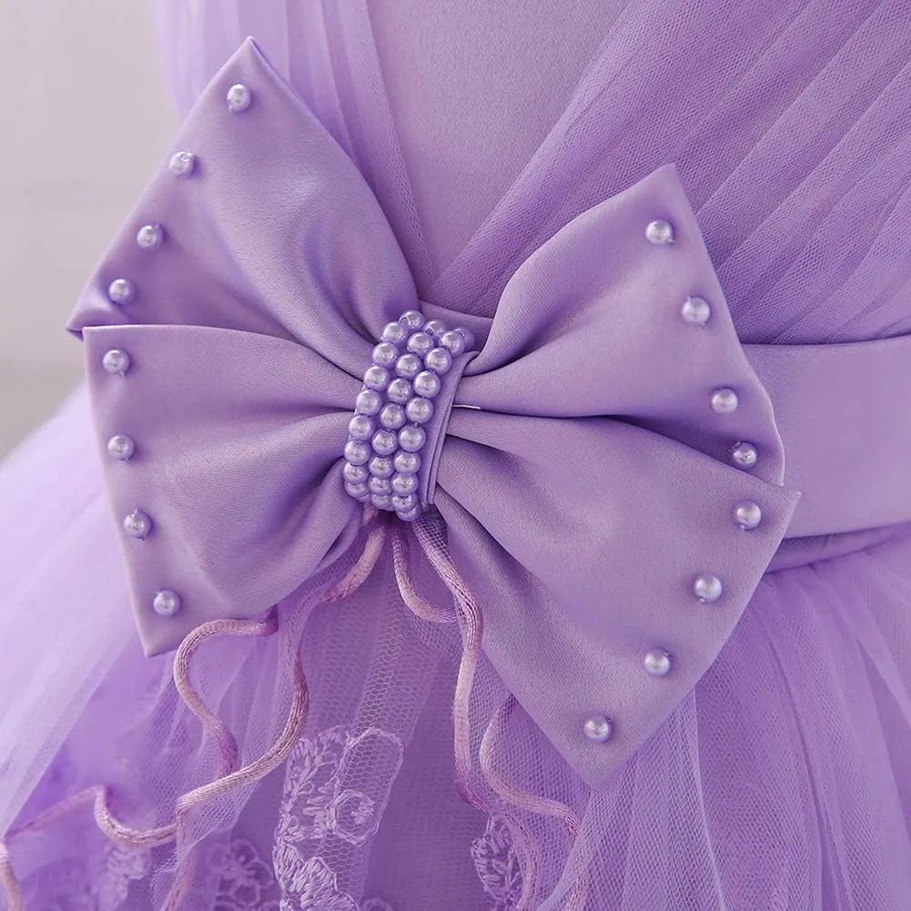 OBEEII Baby Girl Christening Baptism Gown Flower Embroidery Tutu Dress Special Occasion Tulle Dress