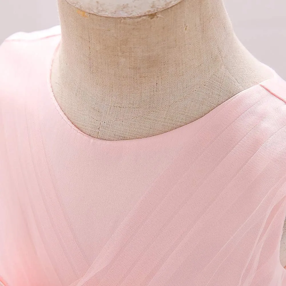 OBEEII Baby Girl Christening Baptism Gown Flower Embroidery Tutu Dress Special Occasion Tulle Dress