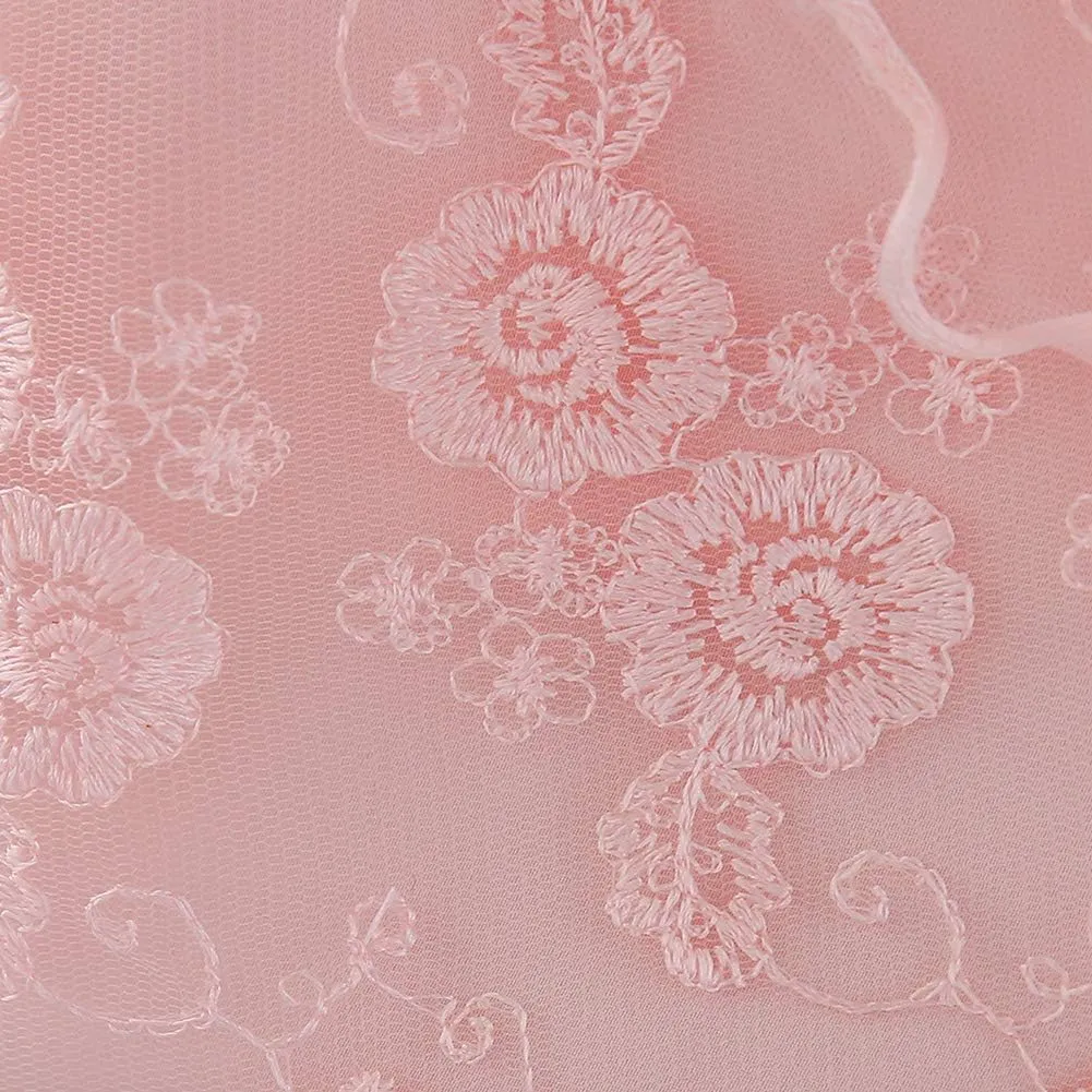OBEEII Baby Girl Christening Baptism Gown Flower Embroidery Tutu Dress Special Occasion Tulle Dress