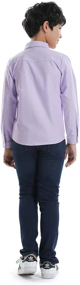 OCHENTA Little Big Boys' & Men's Long Sleeve Button Down Oxford Casual Dress Shirt