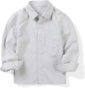 OCHENTA Little Big Boys' & Men's Long Sleeve Button Down Oxford Casual Dress Shirt