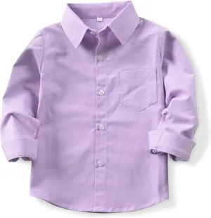 OCHENTA Little Big Boys' & Men's Long Sleeve Button Down Oxford Casual Dress Shirt