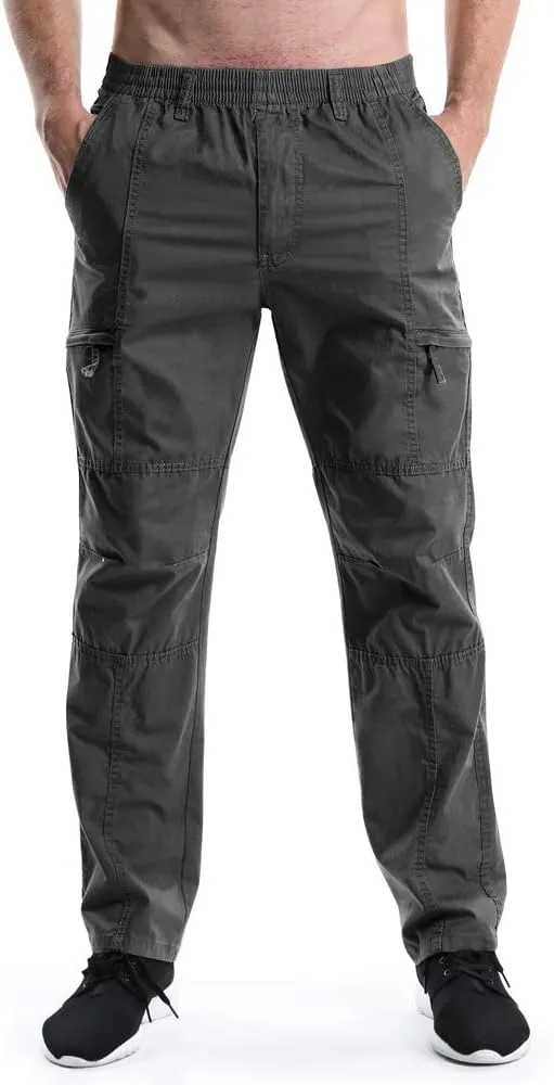 OCHENTA Men's Lightweight Casual Pants Elastic Waist Pull On Work Travel Slacks