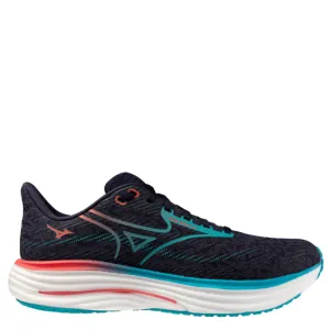 Mizuno Men's Wave Rider 29 Running Shoes in Odyssey Gray/Capri Breeze/Calypso Coral AW25 summer - appropriate 10k - running shoes