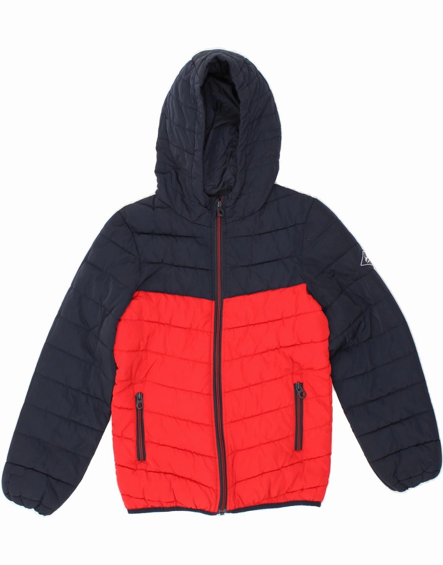 JOULES Boys Hooded Padded Jacket 9-10 Years Navy Blue Colourblock Commemorate