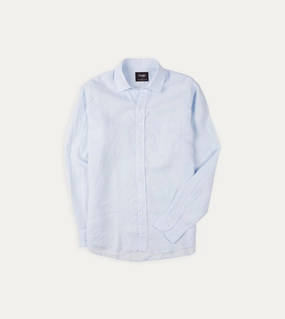 Light Blue Linen Spread Collar Shirt Eco friendly materials