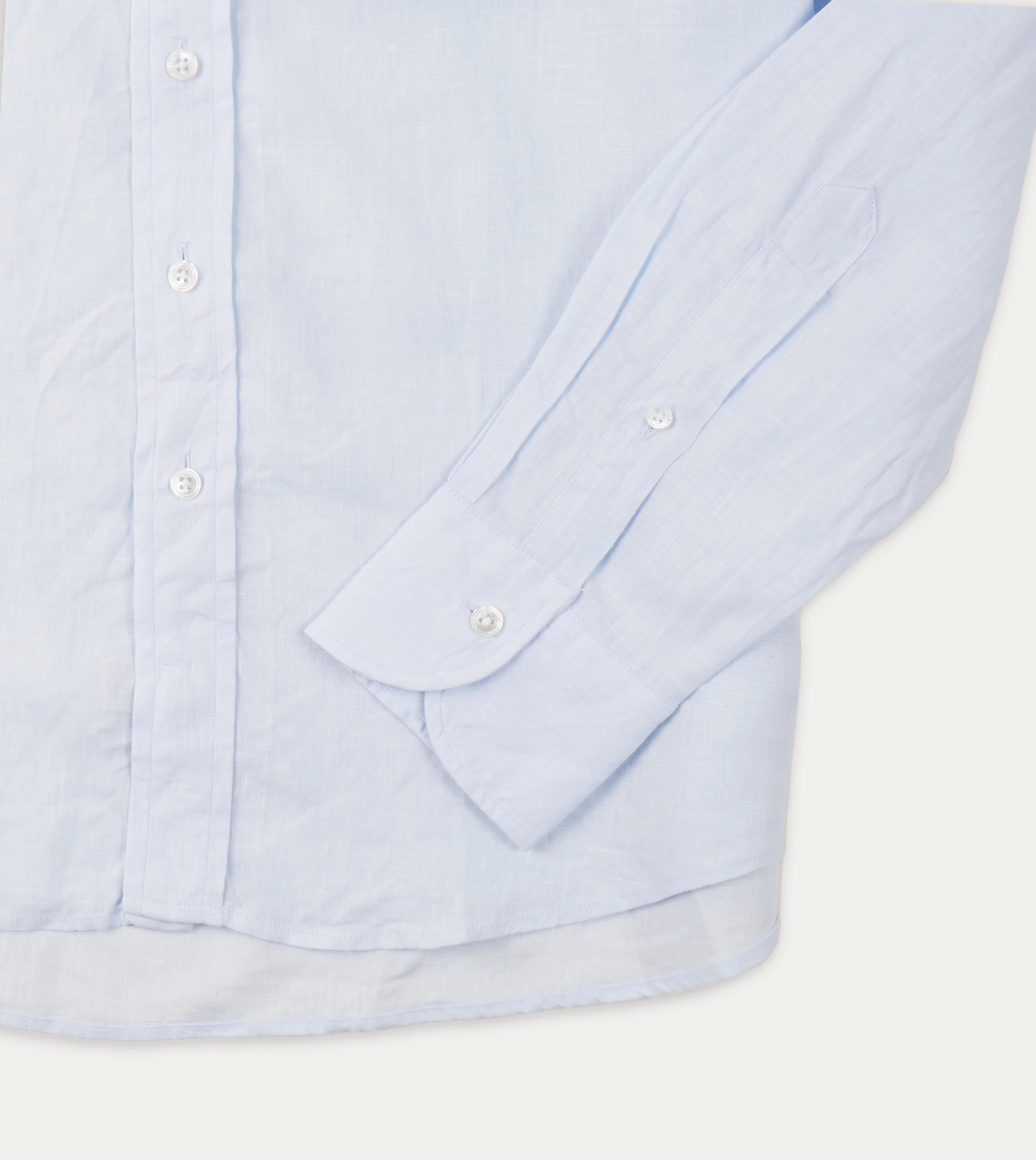 Current Style Raw edge Light Blue Linen Spread Collar Shirt