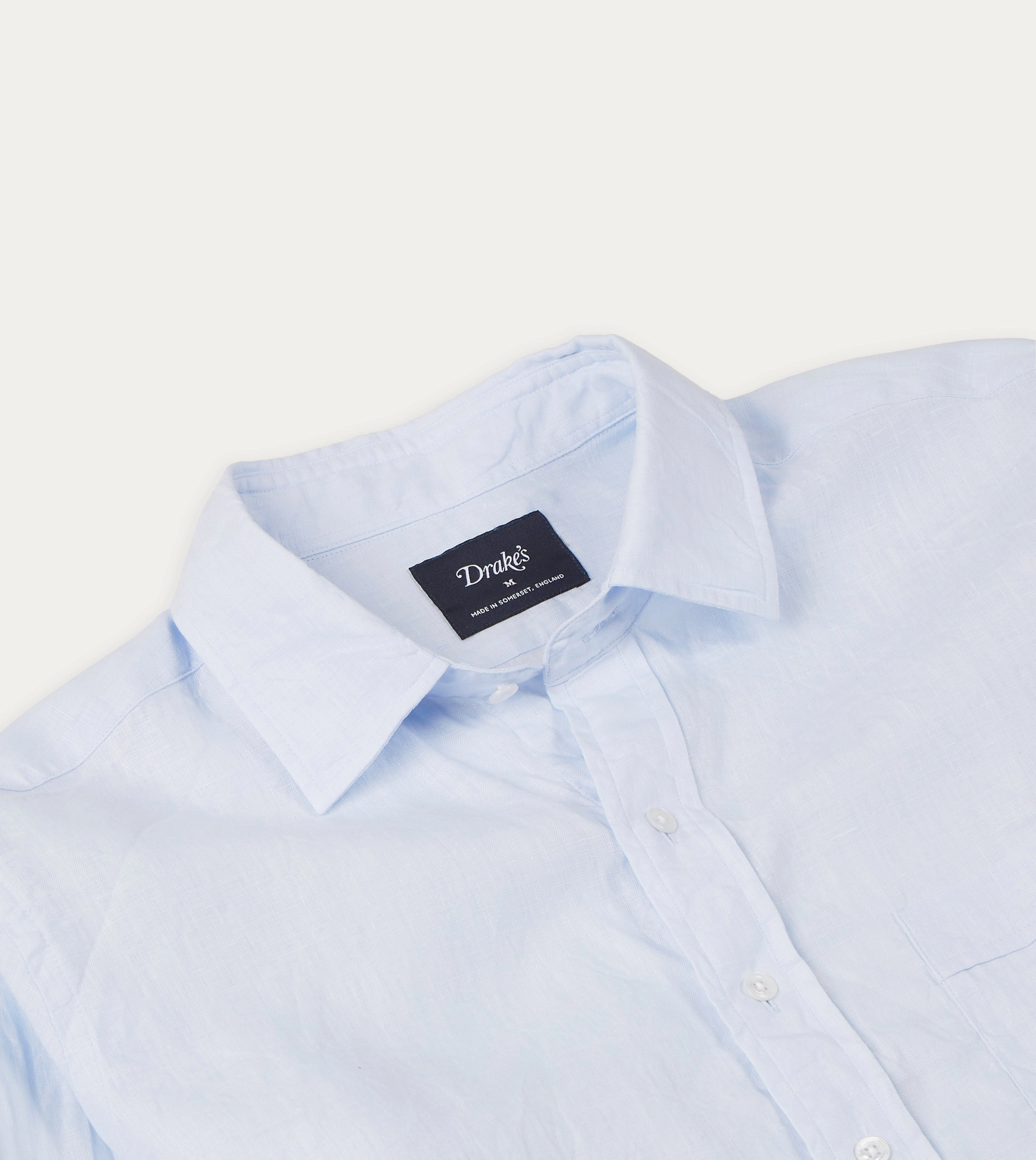 Light Blue Linen Spread Collar Shirt Thermal Regulation Fabric crew neck