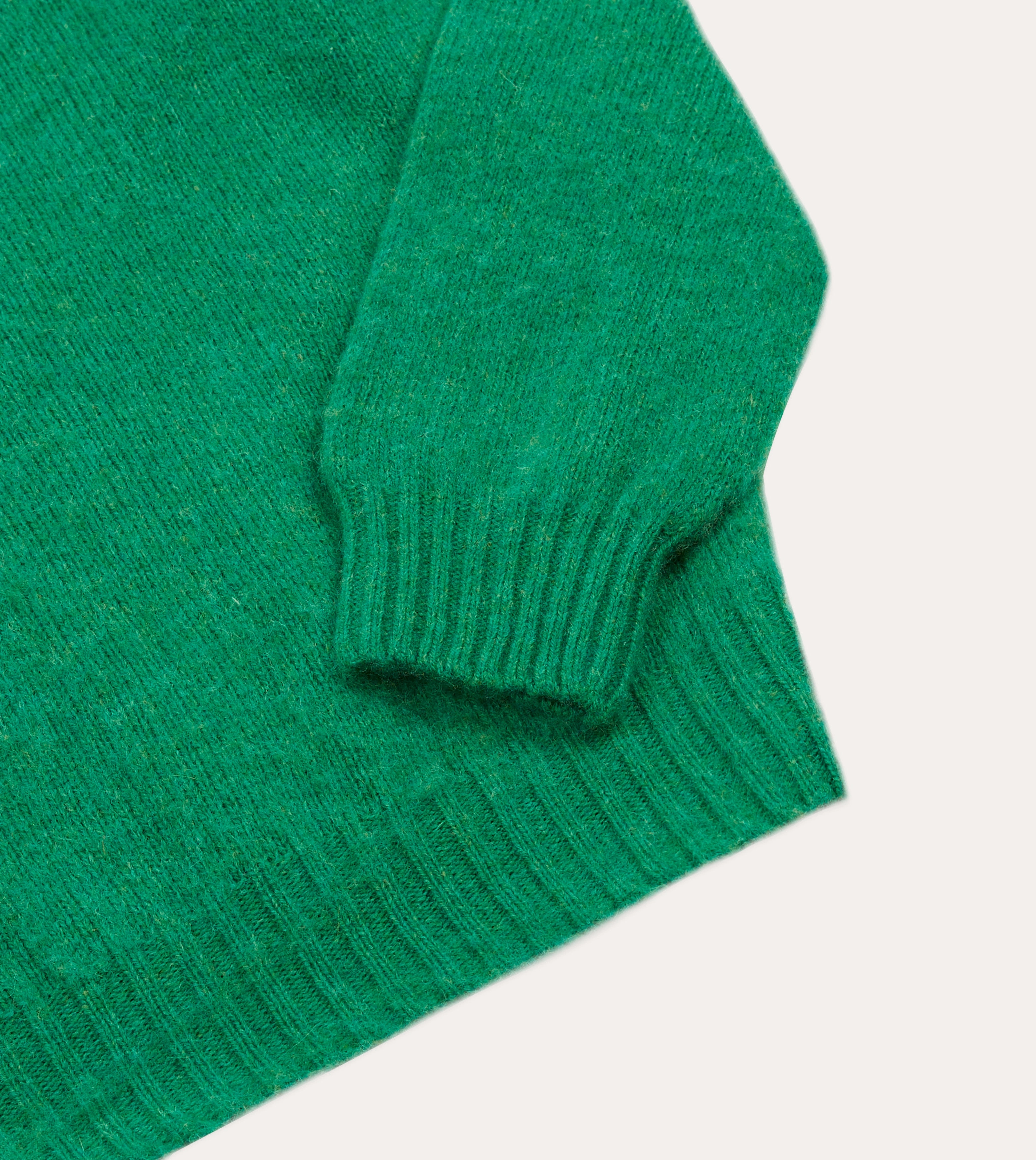 Green Brushed Shetland Crew Neck Jumper Essential Wear Outdoor Comforted