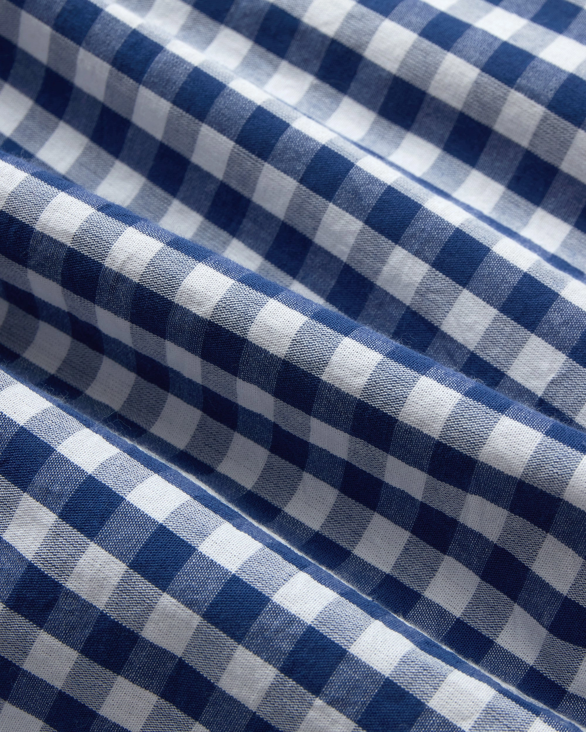 Blue Gingham Button Down Sport Shirt - Trim Fit Tailored Cut