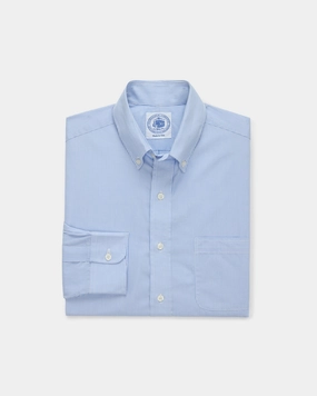 Student Essential Soft touch finish Made-in-Canada Medium Blue Hairline Stripe Button Down Shirt - Classic Fit