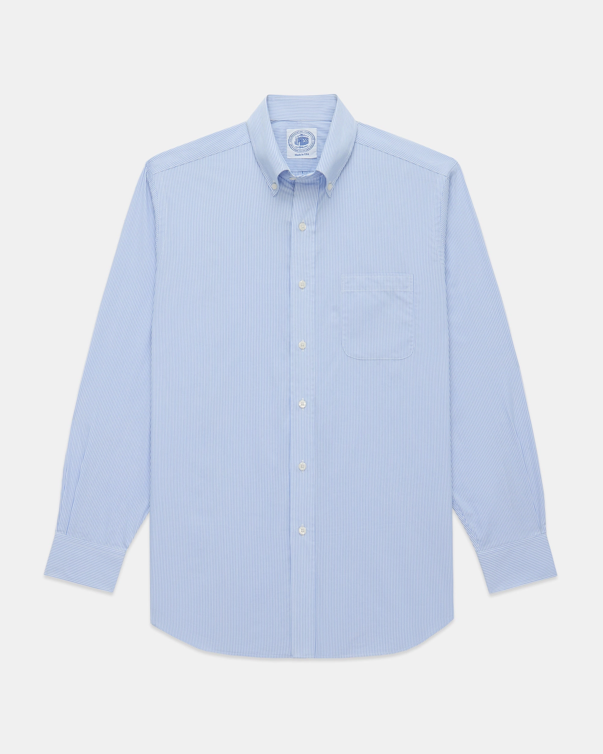 Creative Professional Seasonal Trend Made-in-Canada Medium Blue Hairline Stripe Button Down Shirt - Classic Fit