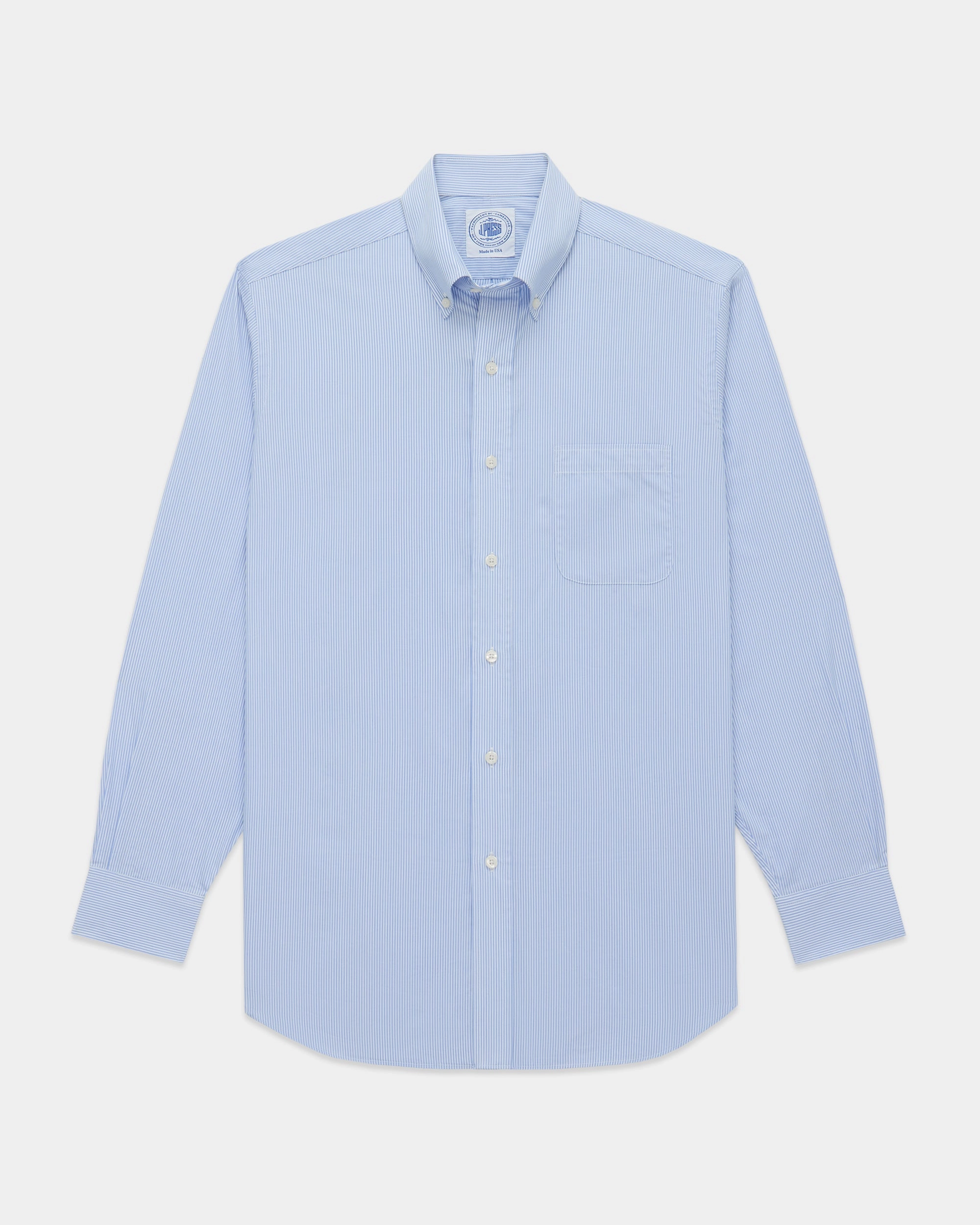 Abstract print Airflow Ventilation System Made-in-Canada Medium Blue Hairline Stripe Button Down Shirt - Classic Fit