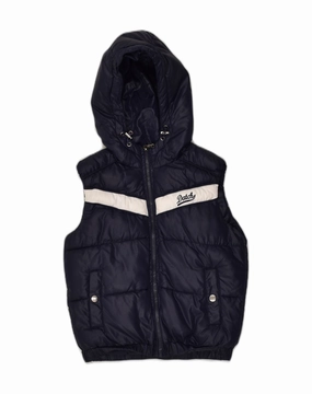 DATCH Boys Hooded Padded Gilet 7-8 Years Small  Navy Blue Polyester Layering Compatible