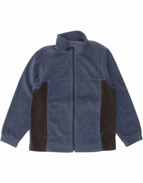 COLUMBIA Boys Fleece Jacket 10-11 Years  Navy Blue Colourblock Polyester Sleek Fit