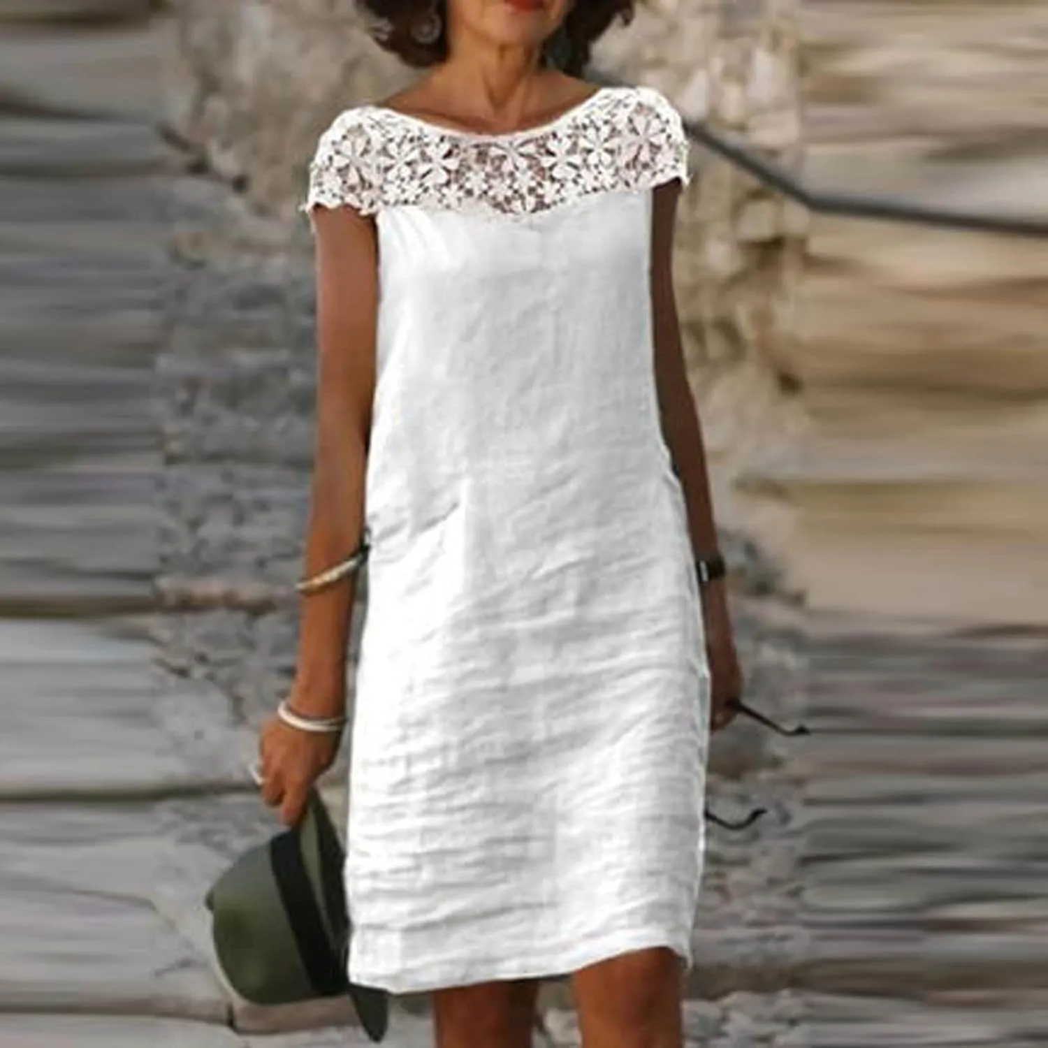 OIOLOYJM Plus Size Summer Dresses for Women 2025 Plus Size Dresses for Curvy Women 3/4 Sleeve Casual Boho Kaftan Dresses
