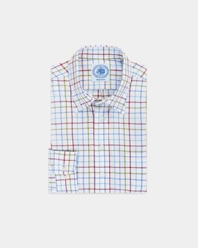 Olive & Burgundy Tattersall Button Down Sport Shirt - Classic Fit Trendsetting
