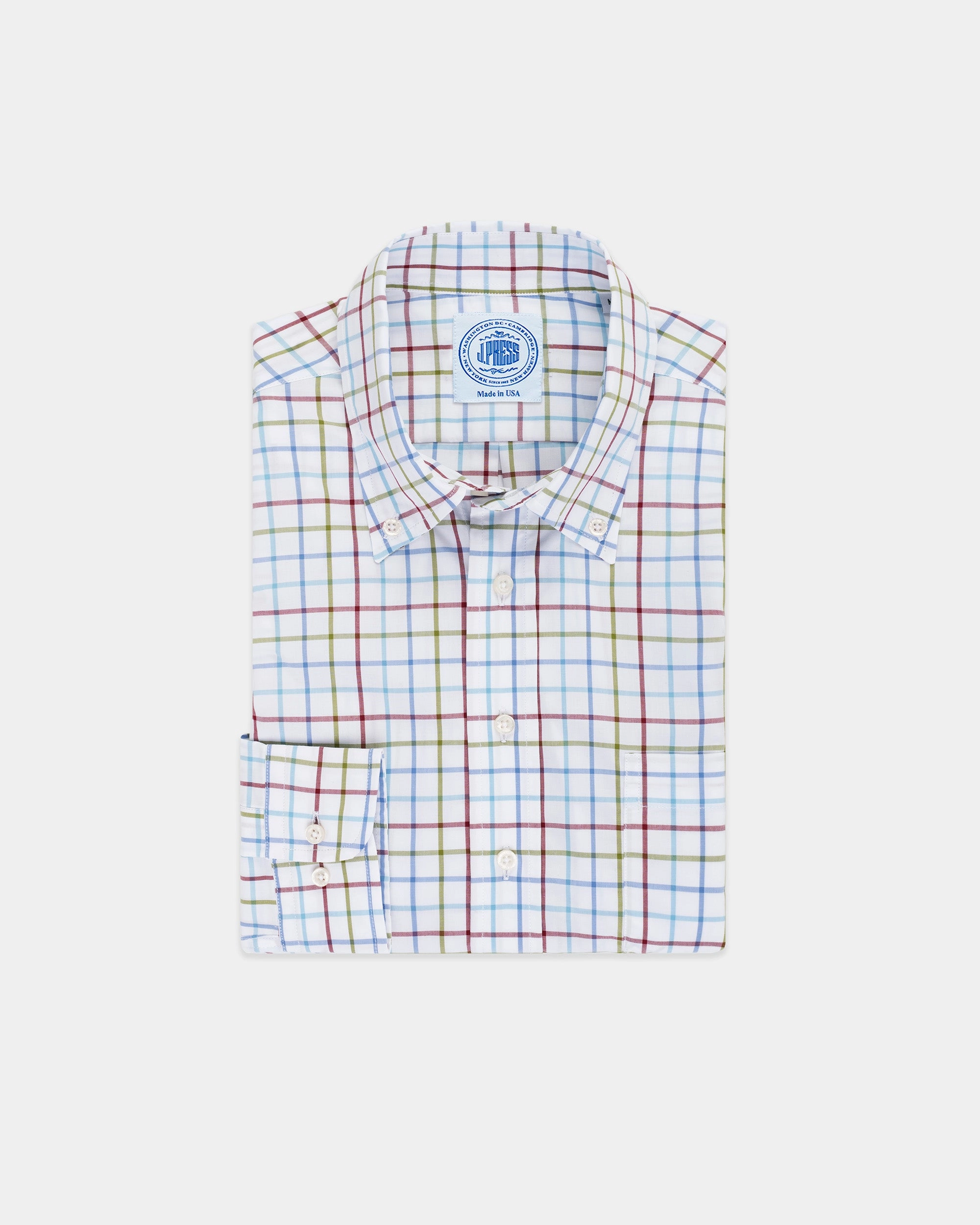 Versatile Layering Non Irritating Tags Olive & Burgundy Tattersall Button Down Sport Shirt - Classic Fit
