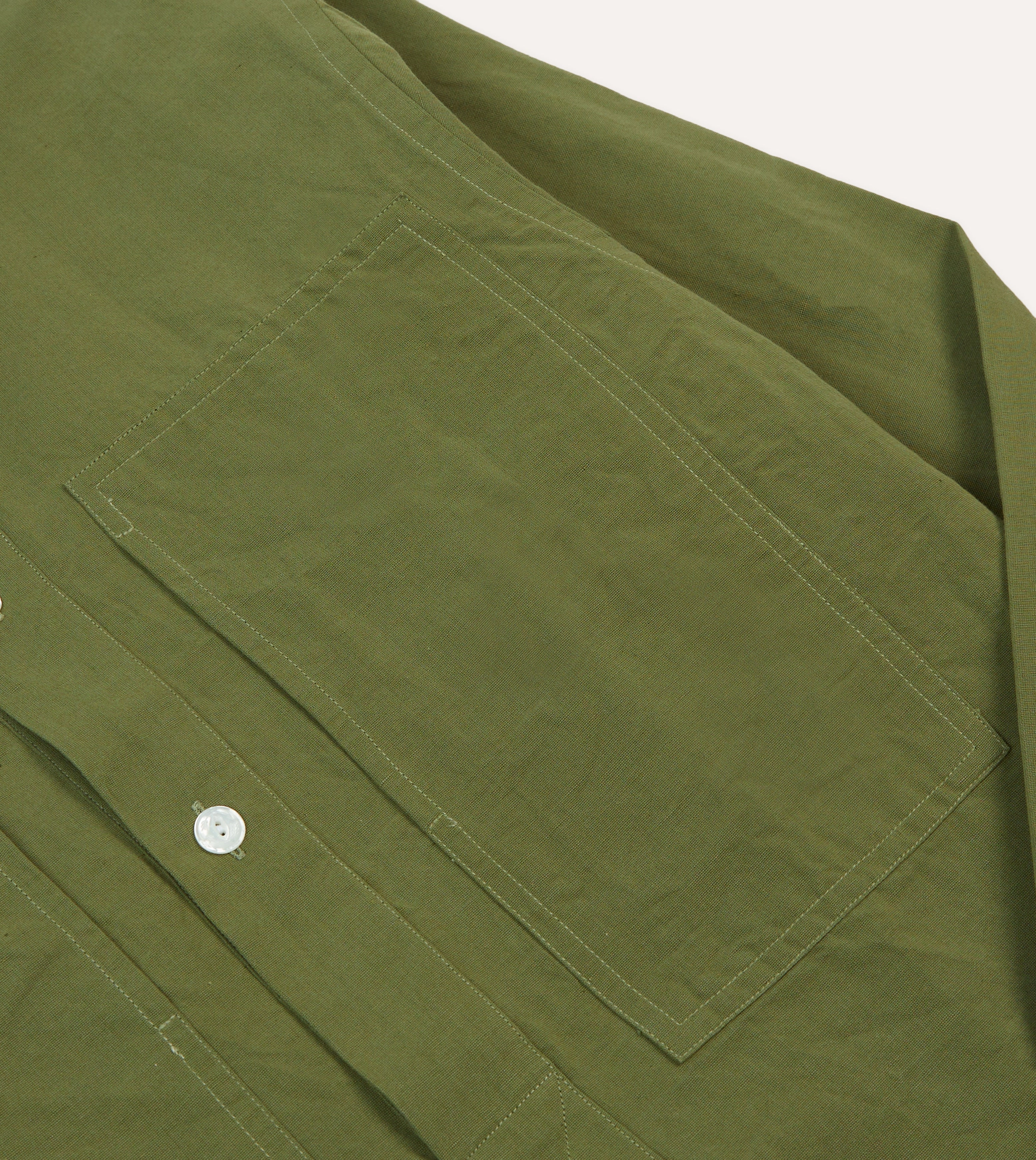 Wrinkle Resistant Material Seamless construction Olive Cotton-Linen Popover Shirt