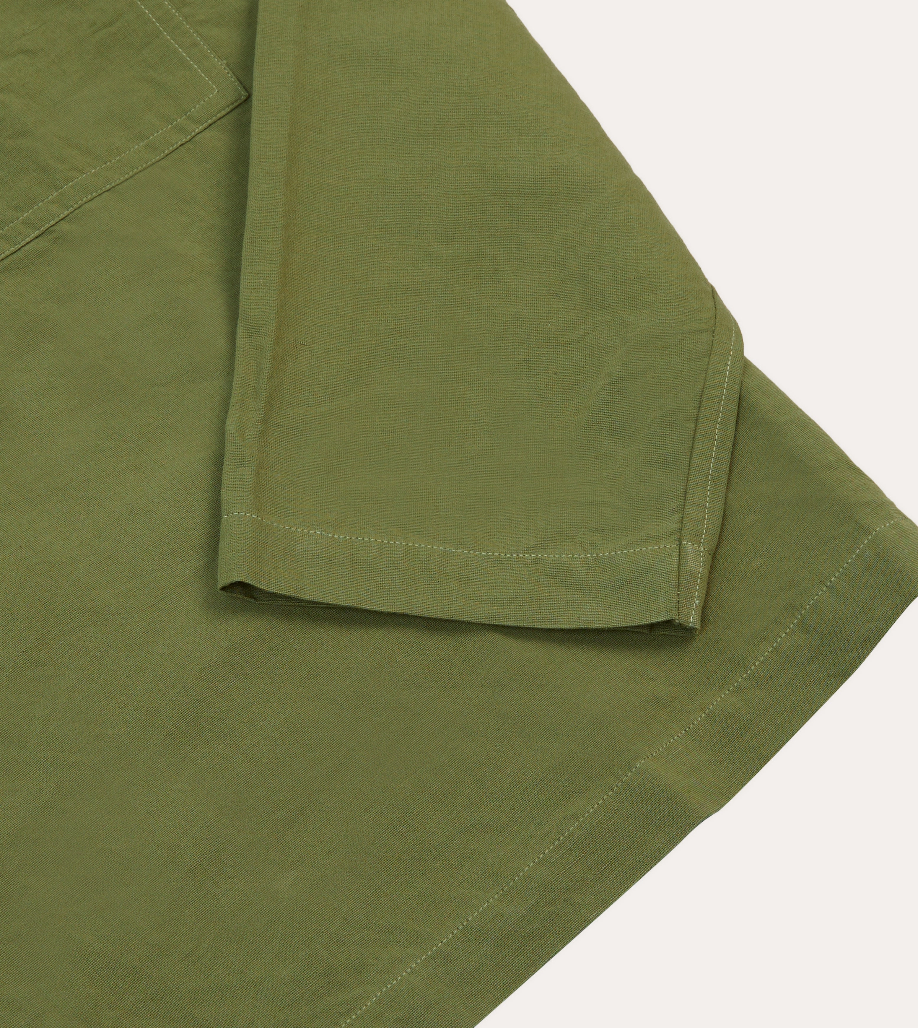 Olive Cotton-Linen Popover Shirt Stretchable Cloth