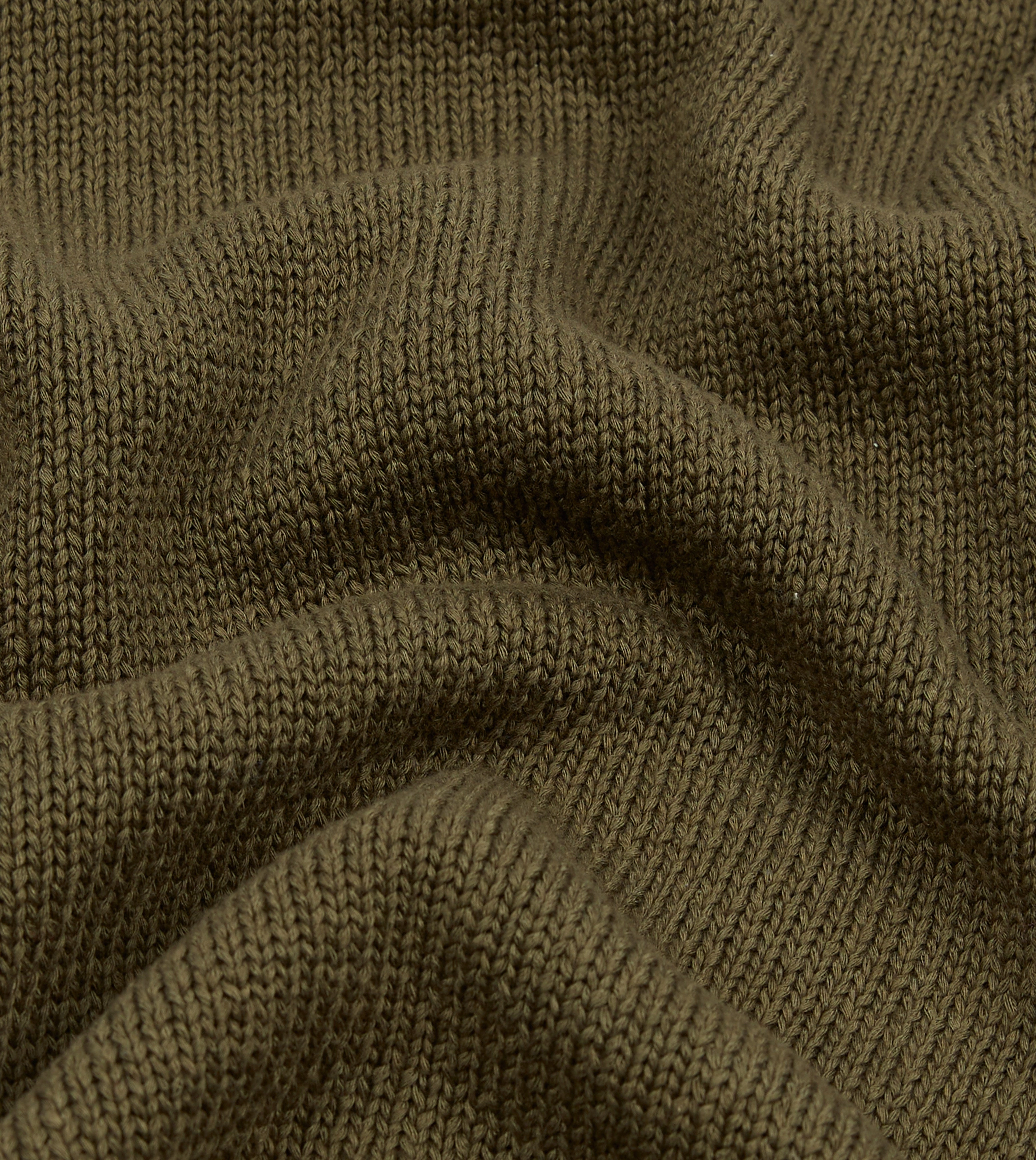 Thermal Lined Cuffs TemperatureRegulating Yarn Olive Cotton Mock Neck Jumper