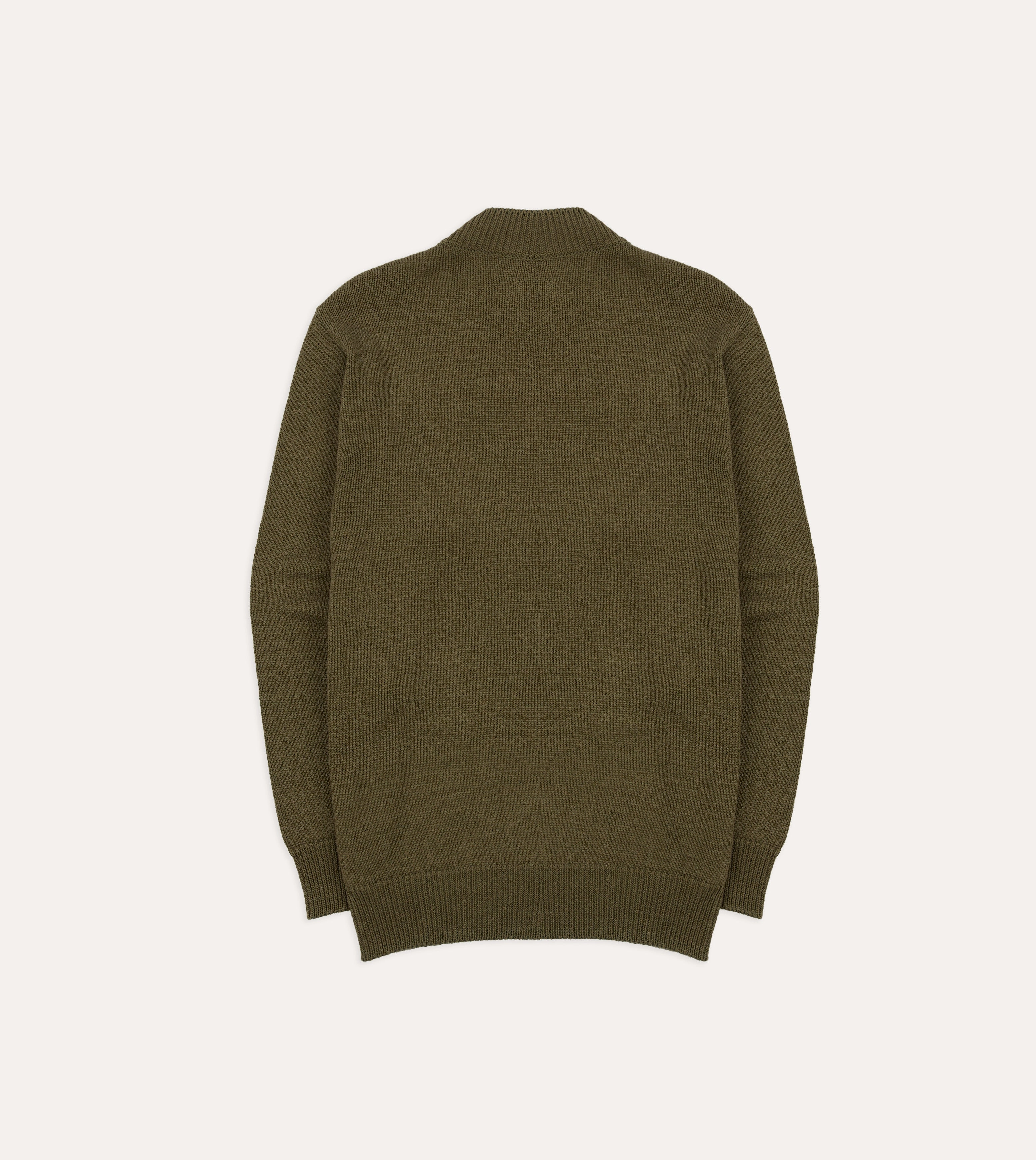 Olive Cotton Mock Neck Jumper Sleek Texture Cold Day