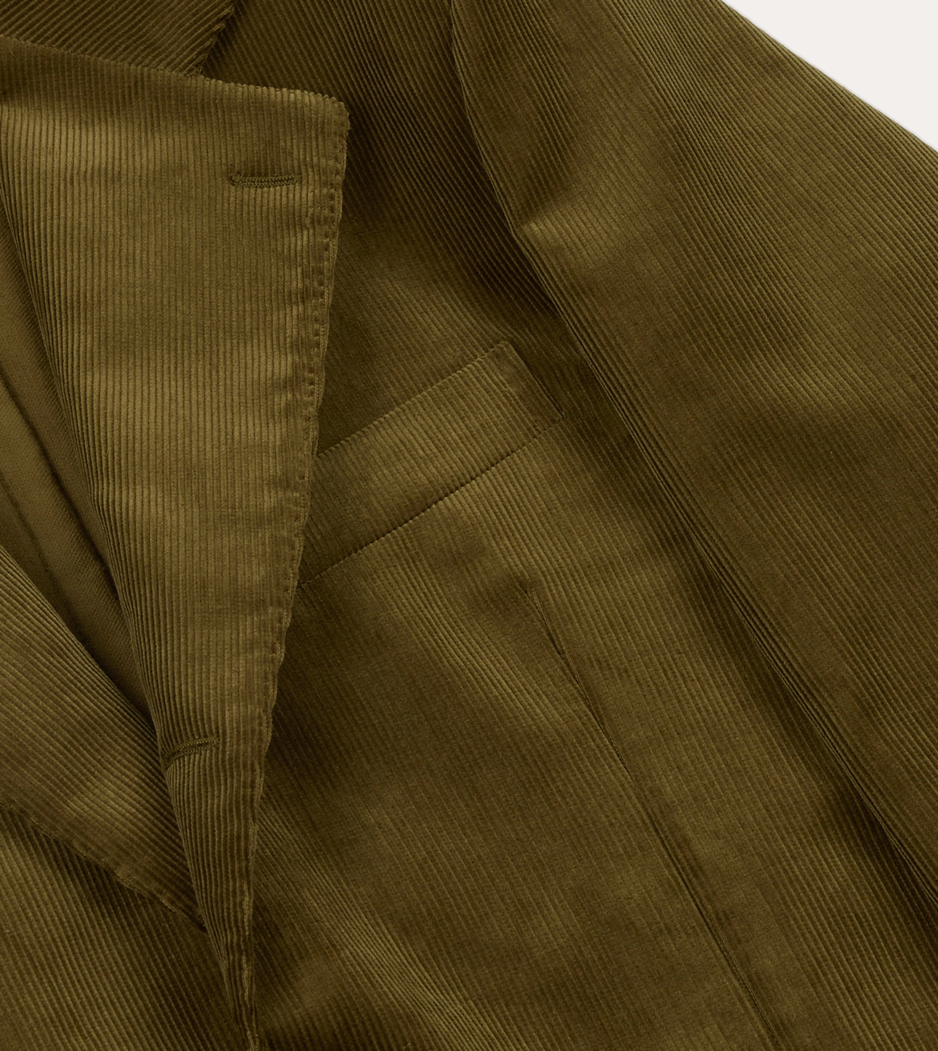 Olive Green Mid-Wale Cotton Corduroy Tailored?Jacket 360 Degree Movement Design Polished Layer