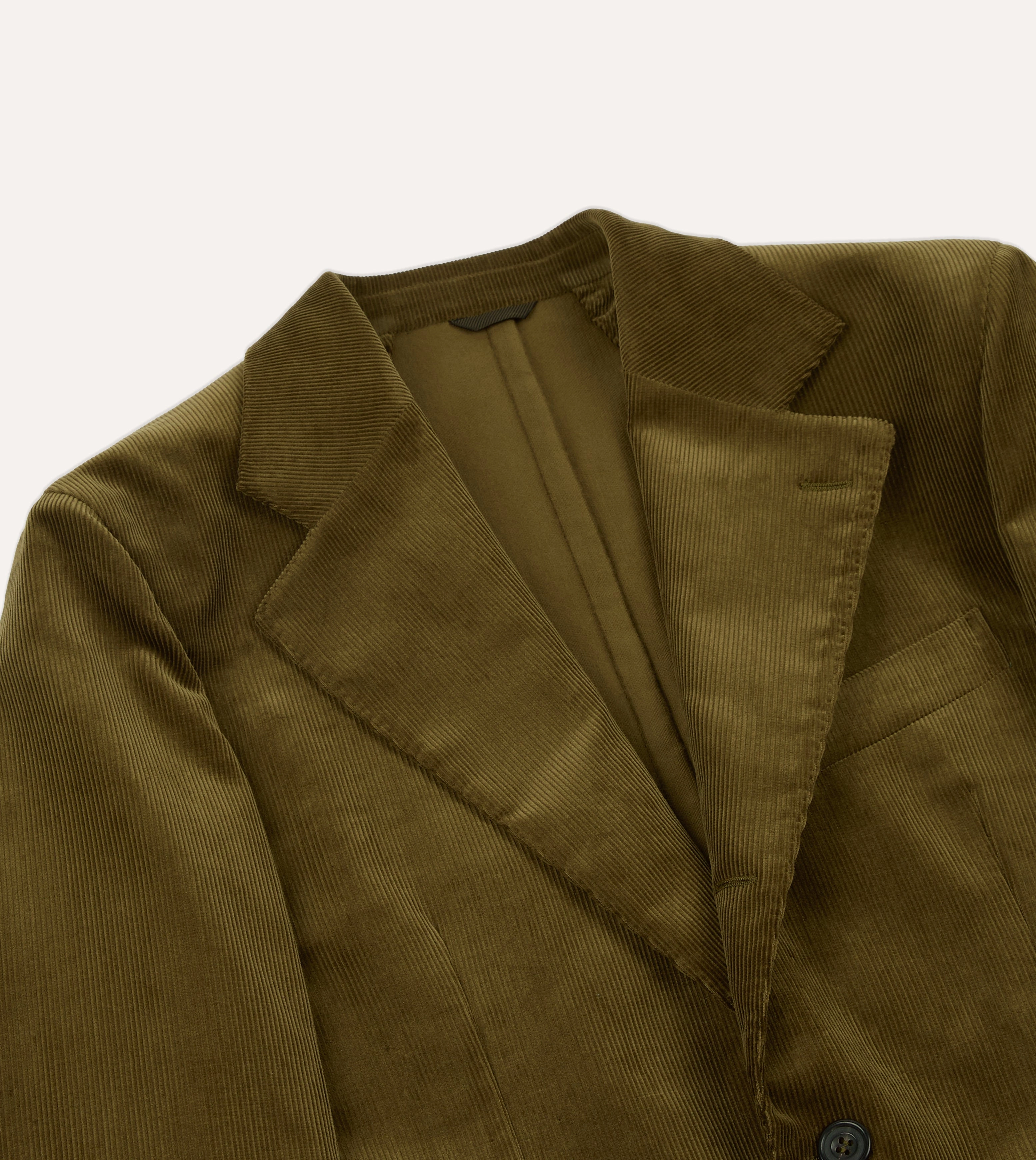 Olive Green Mid-Wale Cotton Corduroy Tailored?Jacket Chic Layer Stylish Fit